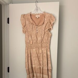 Cleobella Tan Patterned Mini Dress